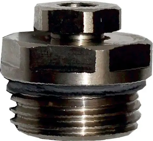 Klemmverschraubung aus Metall mit gewinderiefer Schnittstelle und einer Dichtung, verwendet in Heizsystemen, z.B. von Wolf für Fühleranwendungen.